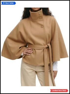 Womens Wool Blend Cape Coat Batwing Sleeve Cropped Poncho Peacoat Fall Winter
